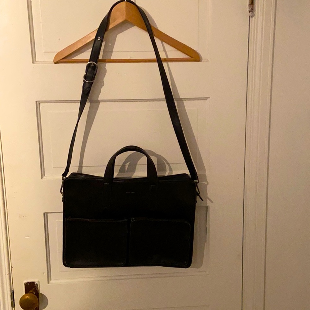 Matt & Nat black vegan leather briefcase